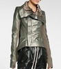 Metallic leather biker jacket