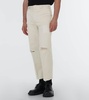 Distressed straight-leg cotton pants