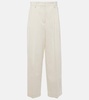 High-rise silk and cotton wide-leg pants