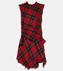 Distressed tartan wool minidress