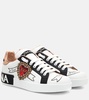 Calfskin Portofino sneakers with embroidery