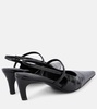 Sharp croc-effect leather slingback pumps