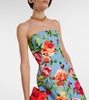 Floral strapless crêpe gown