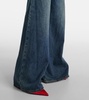 Embellished mid-rise wide-leg jeans