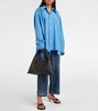 Oversized gathered cotton-blend shirt