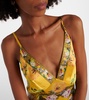 Floral silk satin slip dress