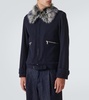 Faux fur-trimmed wool-blend blouson