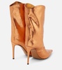 Metallic leather ankle boots