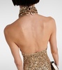 Sequined halterneck gown