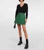 Pleated wool-blend miniskirt