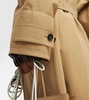 Leather-trimmed cotton-blend trench coat