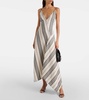 Striped linen and cotton maxi dress