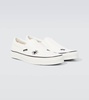 Embroidered cotton canvas slip-on shoes