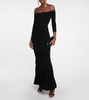 Off-shoulder fishtail gown