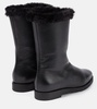 Faux fur-lined leather ankle boots