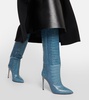 embossed-crocodile 95mm leather knee-high boots