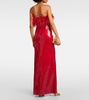 Nika sequined feather-trimmed gown