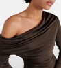 Draped one-shoulder jersey minidress