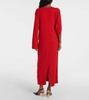 Draped asymmetric wool-blend dress 