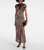 Leopard-print silk midi dress