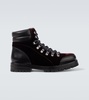 Janka leather-trimmed velvet combat boots