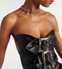 Buckle-detail strapless leather top