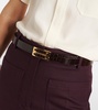 Croc-effect leather belt