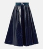 Coated wool-blend midi skirt