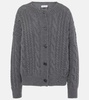 Cable-knit wool and cashmere cardigan