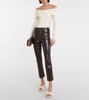 Jolene high-rise slim-fit leather-blend pants