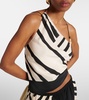 Arte printed one-shoulder silk satin crop top