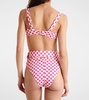 Clara polka-dot gathered bikini top