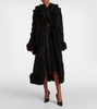 Faux fur-trimmed wool coat