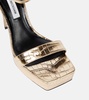 Metallic leather platform sandals