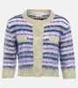 Striped cropped mohair-blend cardigan