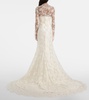 Bridal Adena floral lace-trimmed wool and silk gown