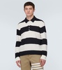 Striped cotton polo sweater