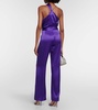 High-rise wide-leg silk satin pants