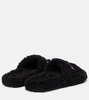 Furry faux shearling slides