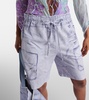 Trompe l'oeil linen and cotton Bermuda shorts