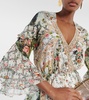 Ruffled floral silk crêpe wrap dress