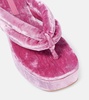 Velvet platform thong sandals