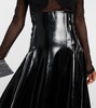 Faux patent leather midi skirt