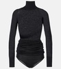 Draped wool turtleneck bodysuit