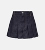 Pleated denim miniskirt