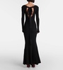 Ribbed-knit open-back jersey gown