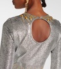 Embellished lamé crop top