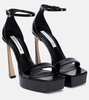 Patent leather platform sandals