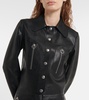 Faux leather shirt jacket