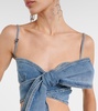 Bow-detail denim crop top